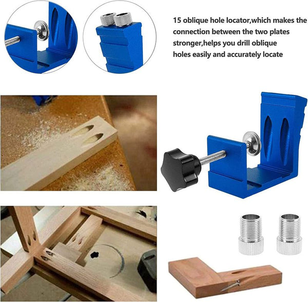 46pcs Pocket Hole Jig Kit Dowel Drill Joinery Screw Kit