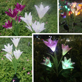 2 x Solar Lights Outdoor Garden Lily Flower Lamps