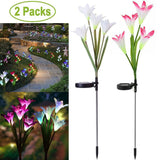 2 x Solar Lights Outdoor Garden Lily Flower Lamps