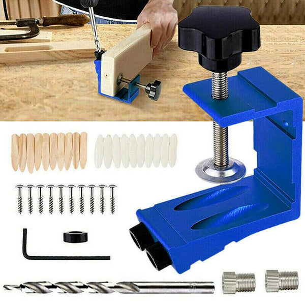 46pcs Pocket Hole Jig Kit Dowel Drill Joinery Screw Kit