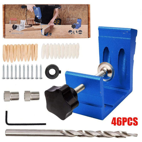46pcs Pocket Hole Jig Kit Dowel Drill Joinery Screw Kit