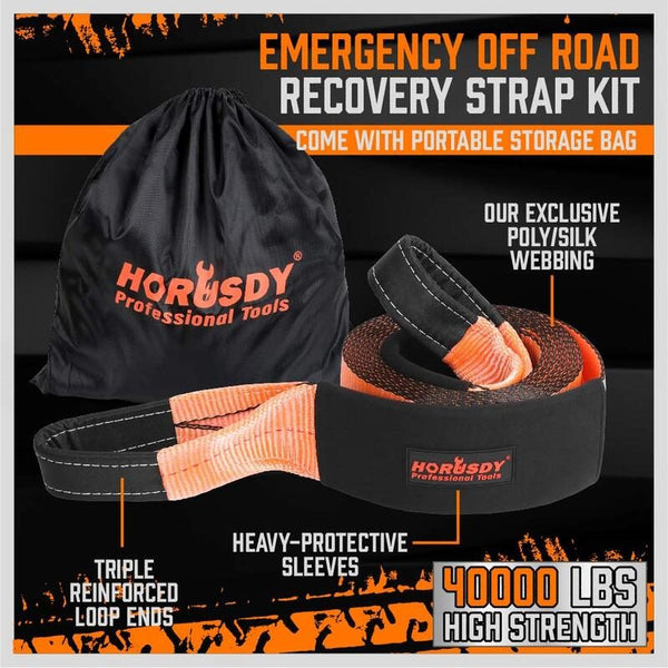 Recovery Tow Strap Heavy Duty 40,000 LBS Break Strength