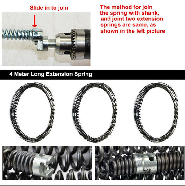 Plumber Drain Snake Pipe Pipeline Sewer Cleaner 12M 6 Drill Bit Tool