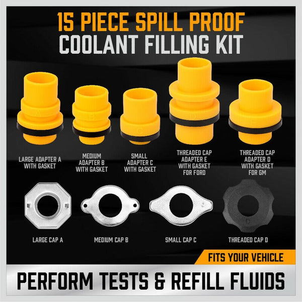 15pcs Spill Proof Car Radiator Coolant Filling Funnel Kit