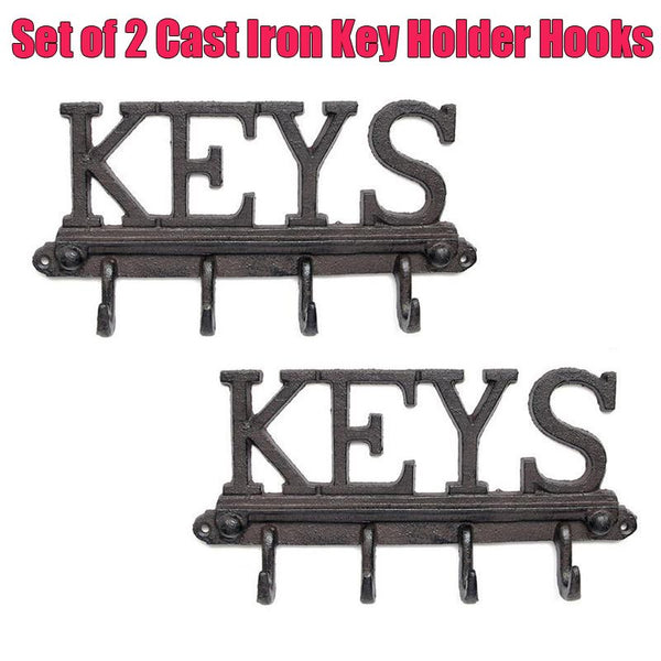 2pcs Cast Iron Key Holder Cloth Hanger Hat Rack