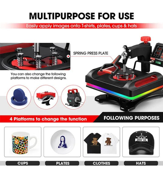 5-In-1 Digital Heat Press Machine Transfer Swivel Sublimation Printer