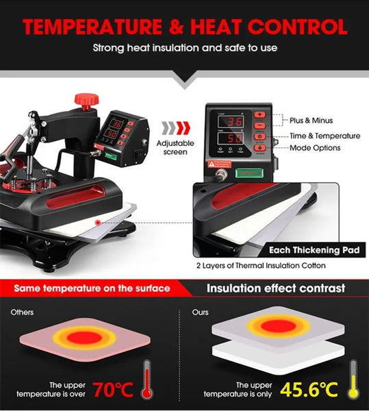 5-In-1 Digital Heat Press Machine Transfer Swivel Sublimation Printer