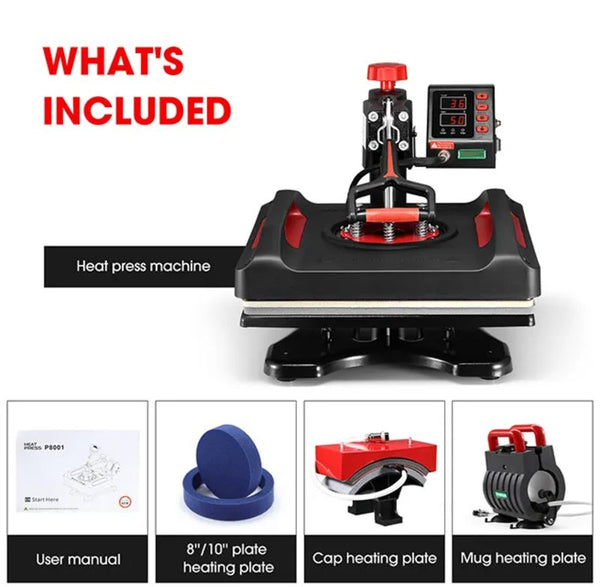 5-In-1 Digital Heat Press Machine Transfer Swivel Sublimation Printer