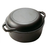 2 In 1 Cast Iron Dutch Oven Set With Lid