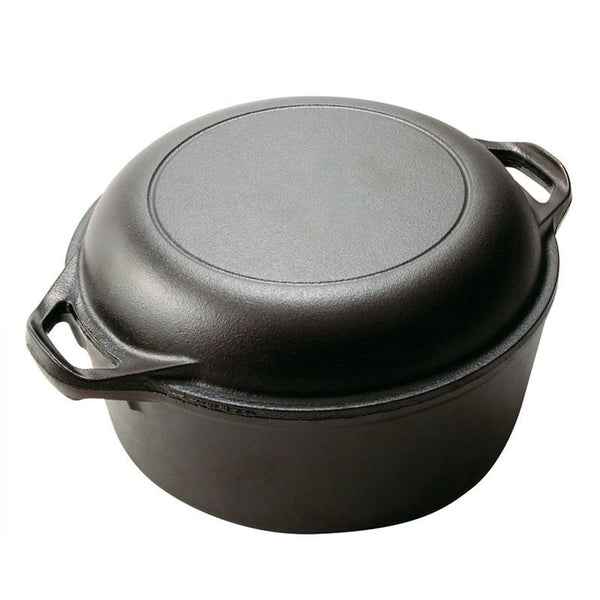 2 In 1 Cast Iron Dutch Oven Set With Lid