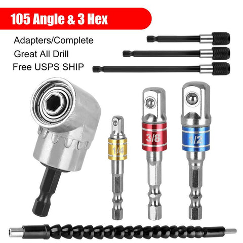 Drill Angel Adapter Shaft Extension Hex Shank Socket Set