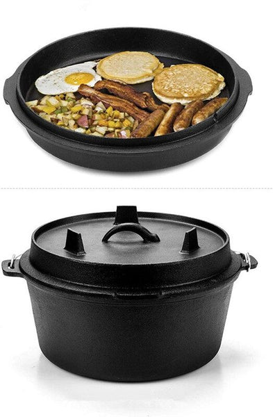 Cast Iron Dutch Oven Camping Pot Frying Pan Skillet Set