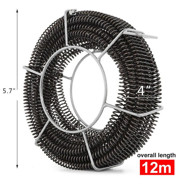 Plumber Drain Snake Pipe Pipeline Sewer Cleaner 12M 6 Drill Bit Tool