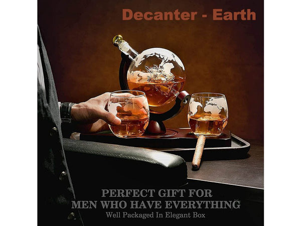 Whiskey Decanter Set with 2 Whiskey Glasses