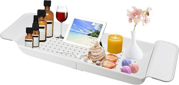Bath Tub Caddy Bathtub Tray Retractable Storage Rack
