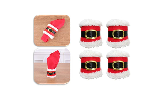 4pcs Christmas Napkin Holder Cover Towel Napkins Dress Up Santa Claus