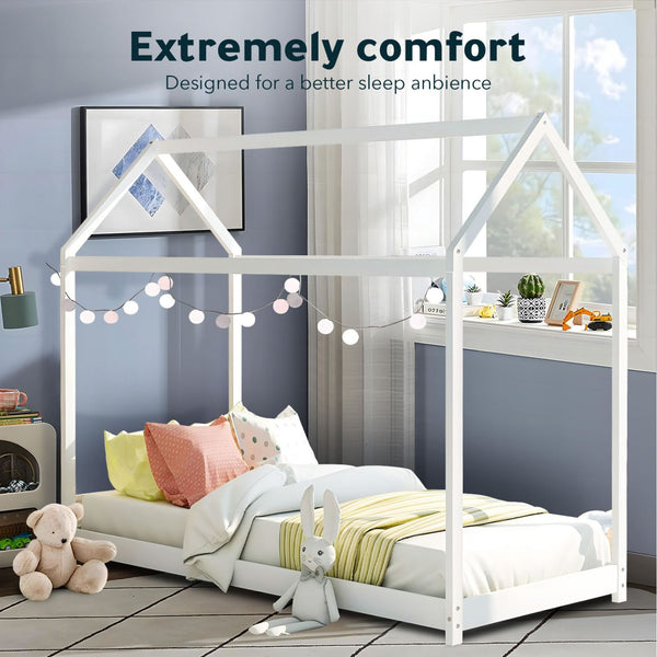 Bed Frame Wooden Single Size Timber House Wood Mattress Base Platform Kids