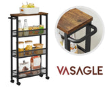 VASAGLE 3 Tiers Utility Rolling Cart