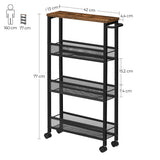 VASAGLE 3 Tiers Utility Rolling Cart