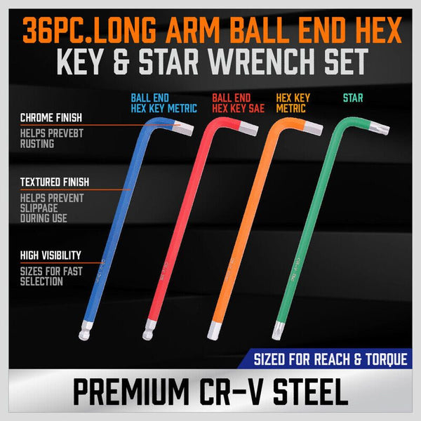 Long Arm Hex Key Allen Wrench Set