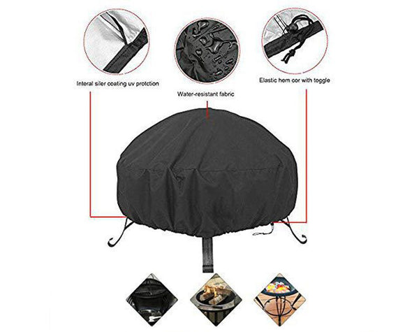 Fire Pit Cover Round BBQ Pit Cover Waterproof