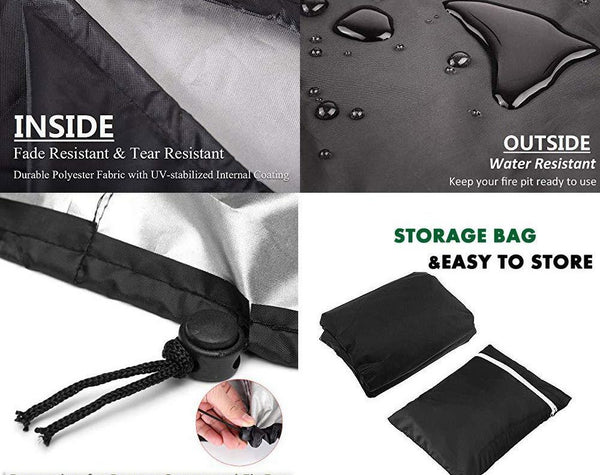 Fire Pit Cover Round BBQ Pit Cover Waterproof