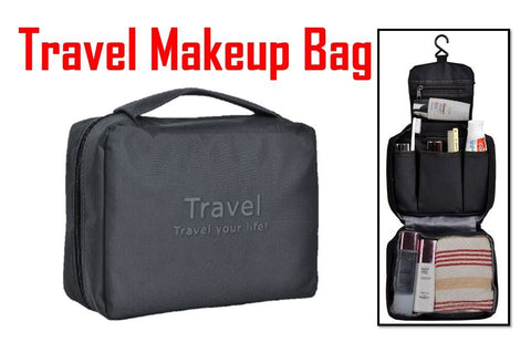 BLACK Travel Toiletries Makeup Storage Organizer Portable Cosmetic Bag Hook