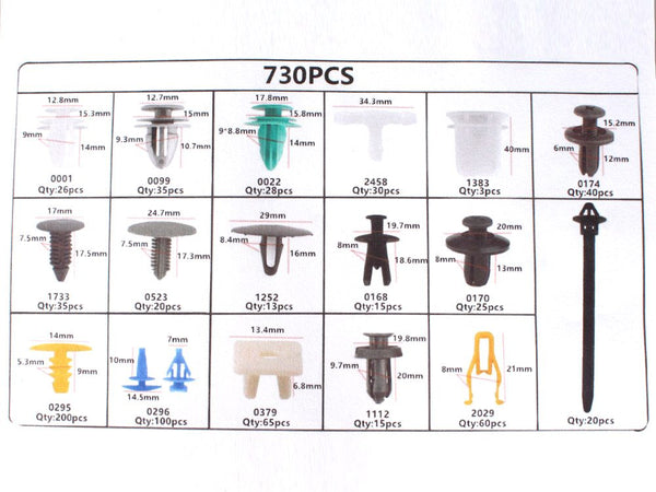Universal Car Body Retainer Clips Door Trim Panel Clip Fasteners Push Rivets Set