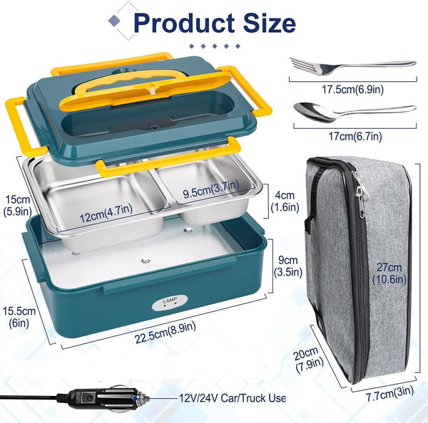 Portable Electric Heated Heating Lunch Box Bento Food Warmer 12V