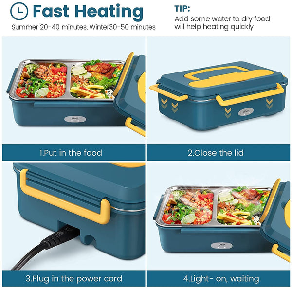 Portable Electric Heated Heating Lunch Box Bento Food Warmer 12V