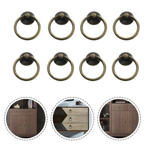 8pcs Vintage Cabinet Ring Knobs Antique Drawer Pulls Handle