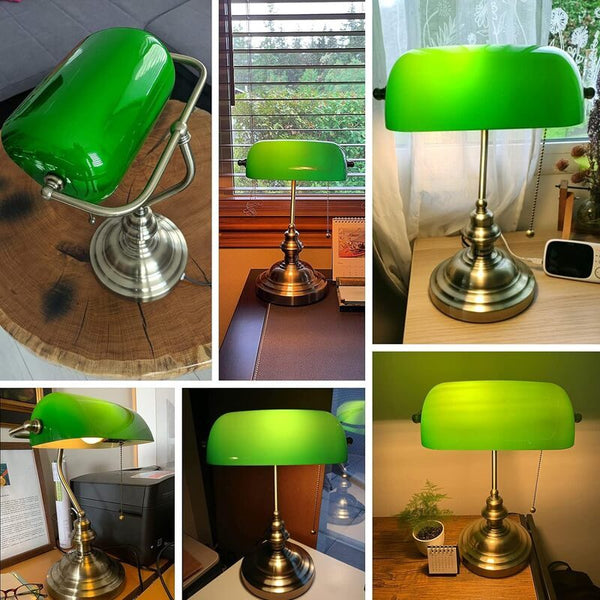 Green Glass Bankers Lamp Shade Cover