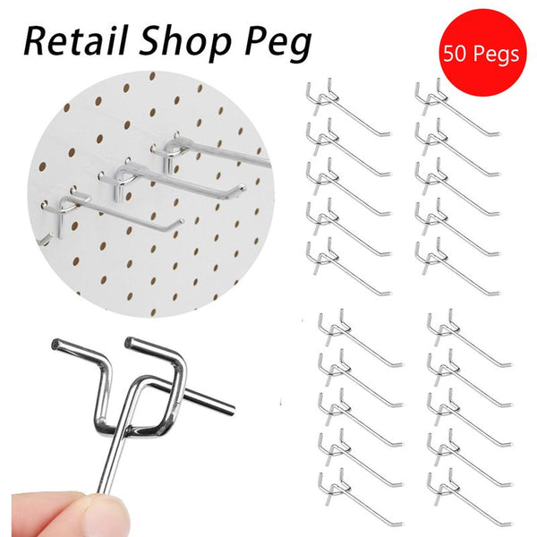 50pcs Peg Board Hooks Wall Shelf Hanger Garage Organiser Shop Display