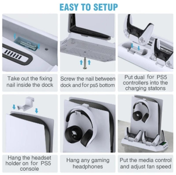 PS5 Stand Cooling Fan Playstation 5 Charging Station