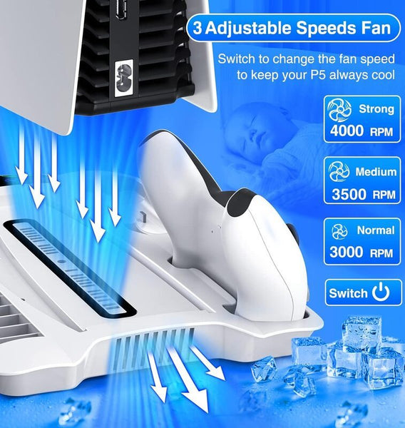 PS5 Stand Cooling Fan Playstation 5 Charging Station