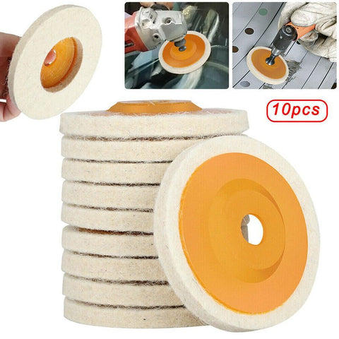 10pcs 4" Wool Buffing Angle Grinder Wheel Felt Polishing Disc Pads