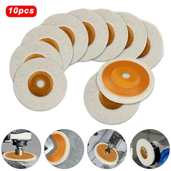 10pcs 4" Wool Buffing Angle Grinder Wheel Felt Polishing Disc Pads