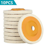 10pcs 4" Wool Buffing Angle Grinder Wheel Felt Polishing Disc Pads