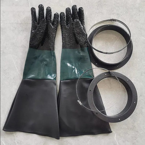 Sandblasting Glove Sand Blaster Gloves with With O Rings and Holder
