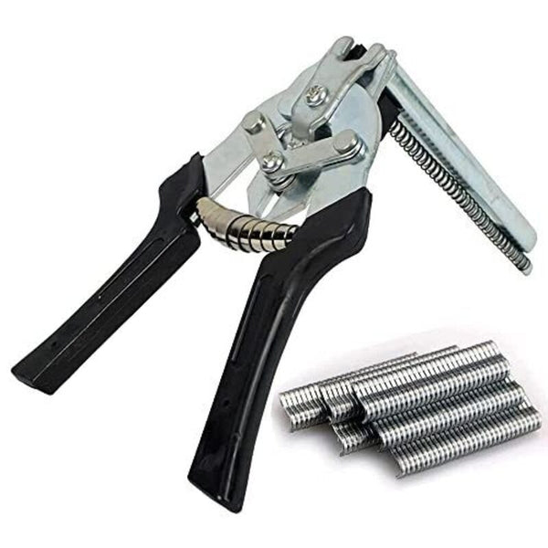 Hog Nail Ring Pliers Kit with 600pcs M Clips Fence Fastening