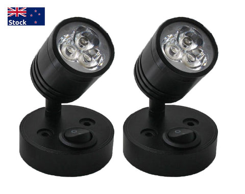 12V LED Interior Spot Reading Light Wall Lamp Switch For Caravan Camper 2Pcs
