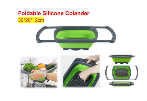 Foldable Silicone Colander Folding Washing Basket Drain Vegetable