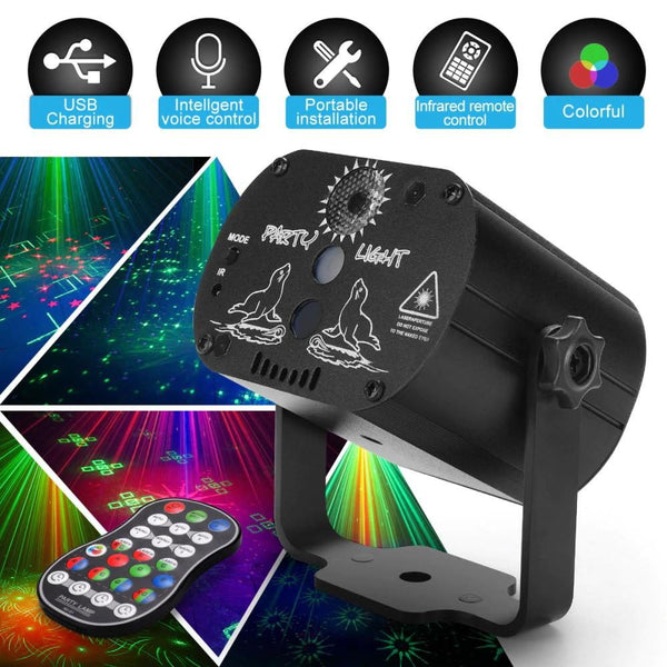 60 Patterns Projector LED RGB Stage Light DJ Disco KTV Home Party Lighting
