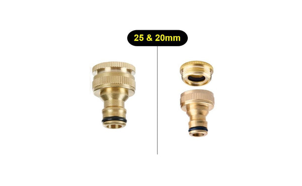 25/20mm Brass Tap Adapter Manifold Garden Water Hose Pipe Quick Connector