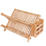 Bamboo Dish Rack with Utensil Holder