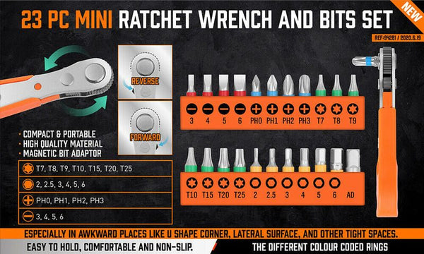 Ratchet Wrench Screwdriver Hex Torx Bit Set