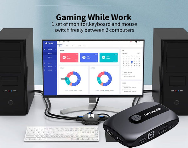KVM Switch with USB Hub for Keyboard Mouse Monitor