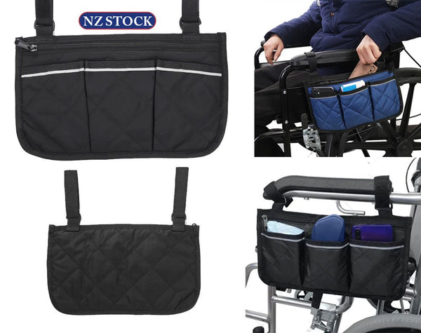 Rollator Organizer Pockets Wheelchair Scooter Stroller Side Bag