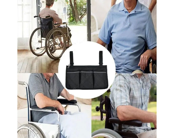 Rollator Organizer Pockets Wheelchair Scooter Stroller Side Bag