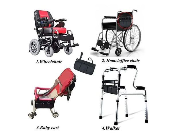 Rollator Organizer Pockets Wheelchair Scooter Stroller Side Bag